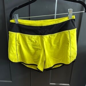 Lululemon Athletica Yellow and Black speed up Athletic Shorts